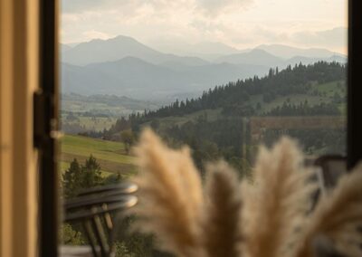 widok z salonu na góry